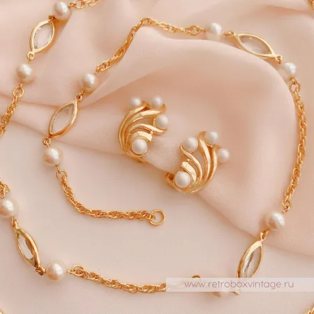TRIFARI Комплект «Жемчужный: ожерелье и клипсы»