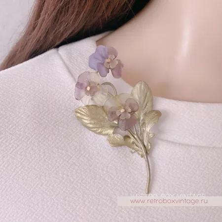 MICHAEL MICHAUD Брошь «Анютины глазки: три цветка» коллекция Pansies (уценка)