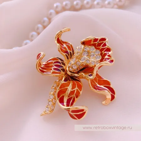 NOLAN MILLER Брошь «Красная орхидея»