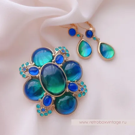 JOAN RIVERS Комплект «Магия цвета: брошь и серьги-капельки»