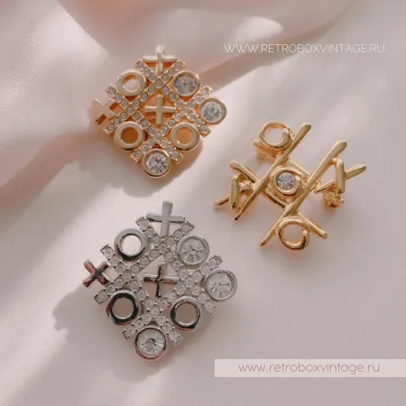 SWAROVSKI Брошь «Крестики-нолики: серебро»