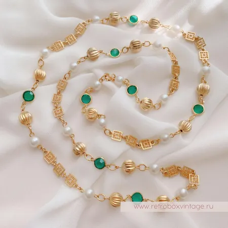 Нить безелей с жемчугом «Изумрундия» NO NAME 