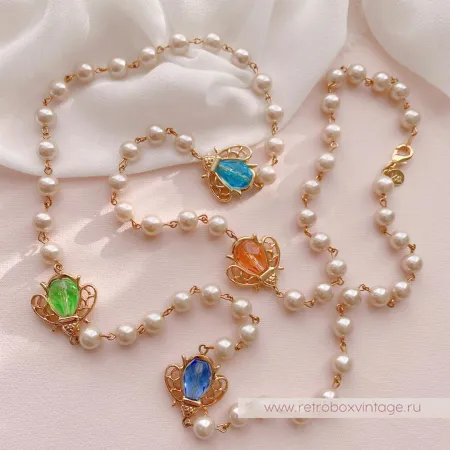 JOAN RIVERS Ожерелье «Жемчуг и цветные пчелки»