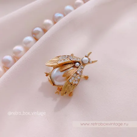 SWEET ROMANCE Трио брошей «Жемчужные пчелки в золоте» (3 шт)