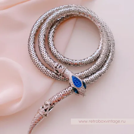 WHITING AND DAVIS Ожерелье-пояс «Серебристая змейка»