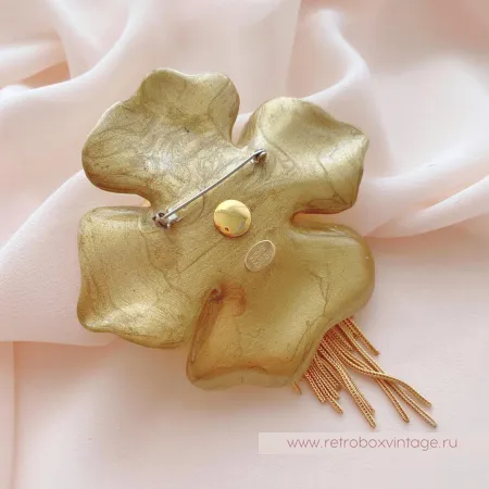 ALEXIS BITTAR Брошь «Орхидея Офелия: лимонно-желтая» с цепочками