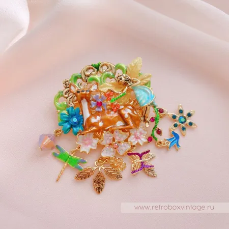 KIRKS FOLLY Брошь-кулон «Лесная фея и олененок»