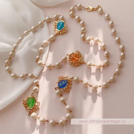 JOAN RIVERS Ожерелье «Жемчуг и цветные пчелки»