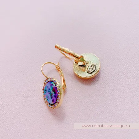 KIRKS FOLLY Серьги «Лунная гладь воды: фиолетовые в золоте»