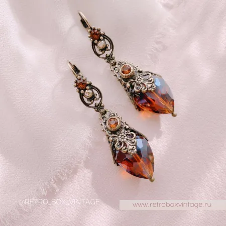 SWEET ROMANCE Серьги «Эсмеральда: коньячные»