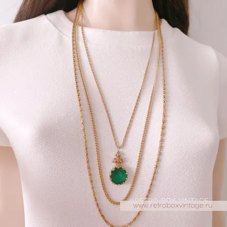 GOLDETTE Ожерелье «Афродита: изумрудная инталия»