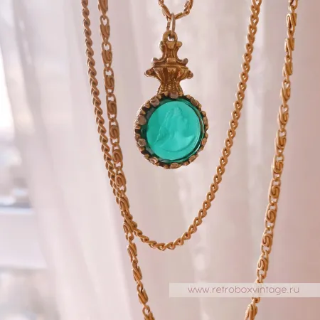 GOLDETTE Ожерелье «Афродита: изумрудная инталия»