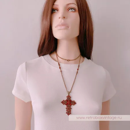 SWEET ROMANCE Кулон на цепочке «Гранатовый крест»