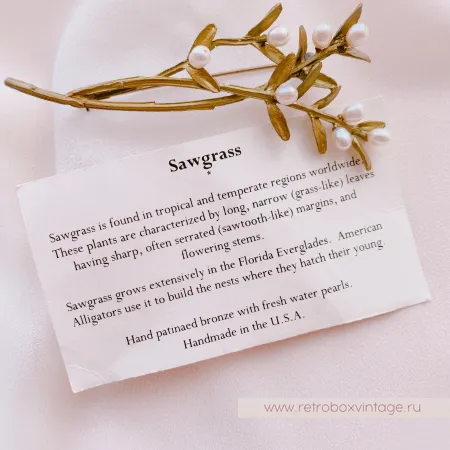 MICHAEL MICHAUD Брошь "Ароматные травы: с натуральным жемчугом"