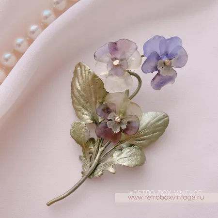 MICHAEL MICHAUD Брошь «Анютины глазки: три цветка» коллекция Pansies (уценка)