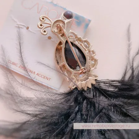 CAROLEE Брошь «Птица феникс» перо страуса