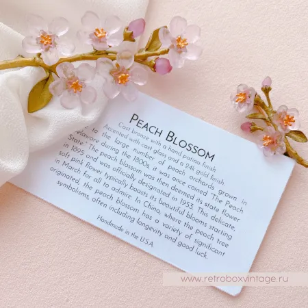 MICHAEL MICHAUD Брошь «Нежная весна: веточка цветущего персика»