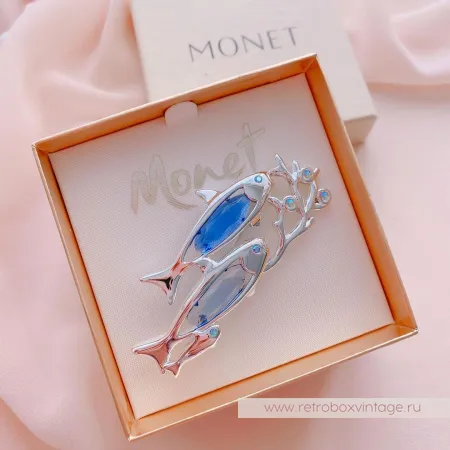 MONET Брошь «Три серебристые рыбки»