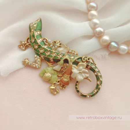 KIRKS FOLLY Брошь «Ящерка - хозяйка медной горы»