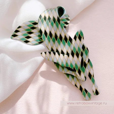 LEA STEIN Брошь «Лиса арлекин: хвойный лес» черные глазки