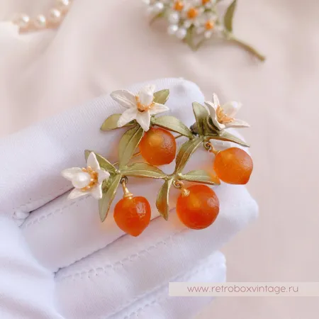 MICHAEL MICHAUD Брошь «Апельсины и цветы»
