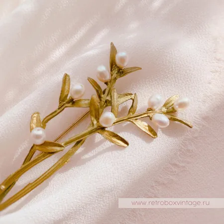 MICHAEL MICHAUD Брошь "Ароматные травы: с натуральным жемчугом"