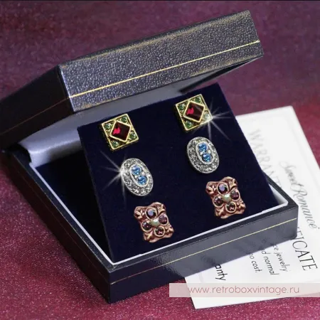 SWEET ROMANCE Серьги-трио «Ренессанс» (3 пары в комплекте)