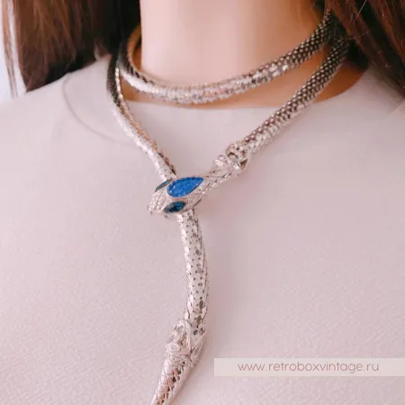 WHITING AND DAVIS Ожерелье-пояс «Серебристая змейка»