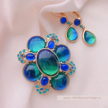 JOAN RIVERS Комплект «Магия цвета: брошь и серьги-капельки»