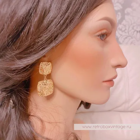 ANNE KLEIN Серьги «Золотые львы квадрат»