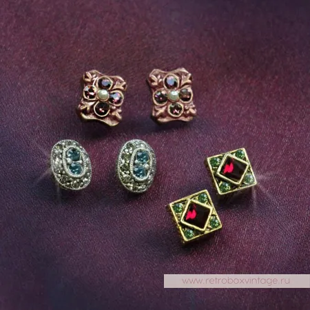 SWEET ROMANCE Серьги-трио «Ренессанс» (3 пары в комплекте)