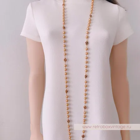 JOAN RIVERS Ожерелье-сотуар "Жемчужные узелки в стиле Шанель: карамельное золото"