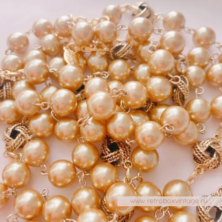 JOAN RIVERS Ожерелье-сотуар "Жемчужные узелки в стиле Шанель: карамельное золото"