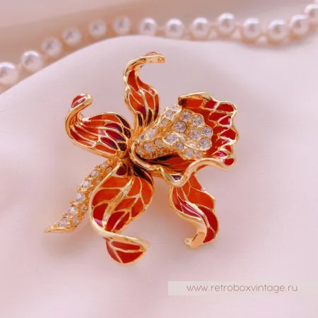 NOLAN MILLER Брошь «Красная орхидея»