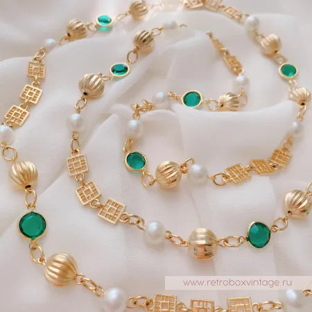 Нить безелей с жемчугом «Изумрундия» NO NAME 