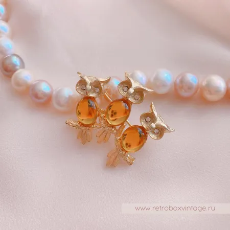 JJ/JONET JEWELRY Брошь «Солнечные совушки»