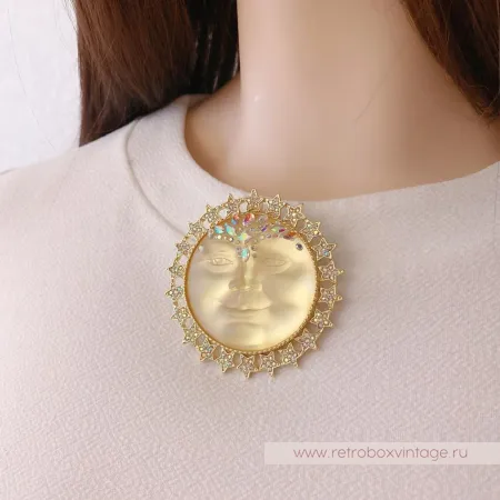 KIRKS FOLLY Брошь и серьги «Золотистая императрица-луна»