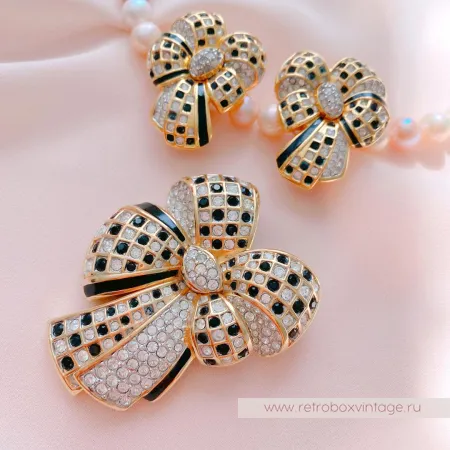 SWAROVSKI Брошь «Кристальный шахматный бант»