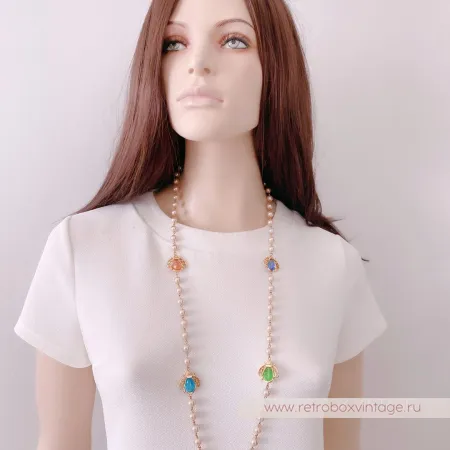 JOAN RIVERS Ожерелье «Жемчуг и цветные пчелки»