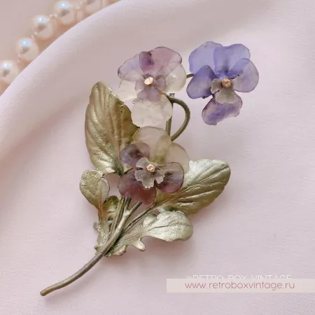 MICHAEL MICHAUD Брошь «Анютины глазки: три цветка» коллекция Pansies (уценка)