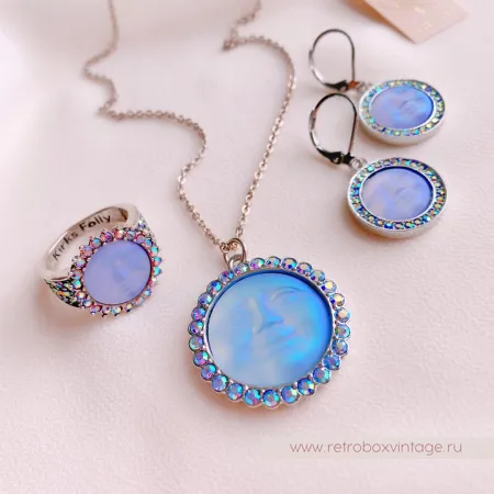 KIRKS FOLLY Кулон на цепочке «Голубая луна»