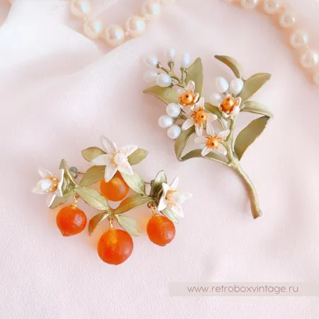 MICHAEL MICHAUD Брошь «Апельсины и цветы»