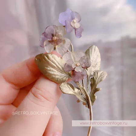 MICHAEL MICHAUD Брошь «Анютины глазки: три цветка» коллекция Pansies (уценка)