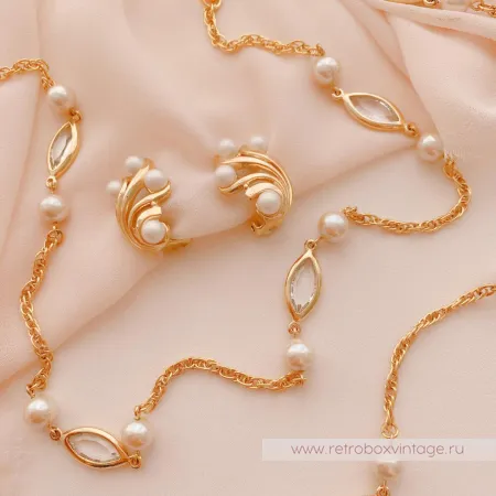 TRIFARI Комплект «Жемчужный: ожерелье и клипсы»