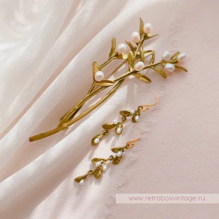 MICHAEL MICHAUD Брошь "Ароматные травы: с натуральным жемчугом"