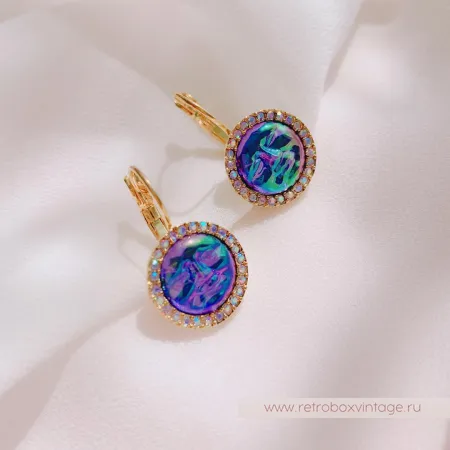 KIRKS FOLLY Серьги «Лунная гладь воды: фиолетовые в золоте»