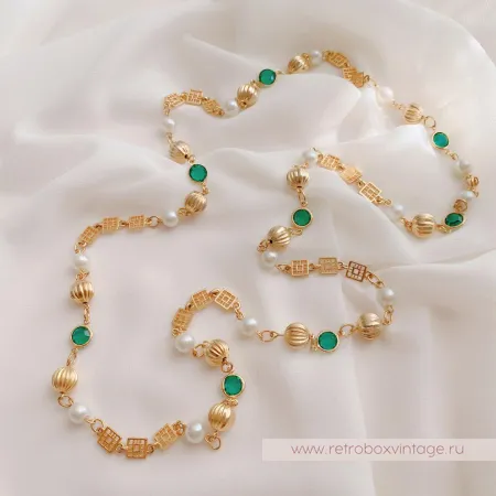 Нить безелей с жемчугом «Изумрундия» NO NAME 