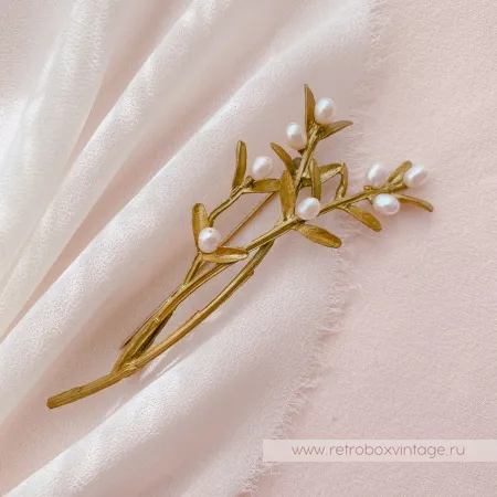 MICHAEL MICHAUD Брошь "Ароматные травы: с натуральным жемчугом"