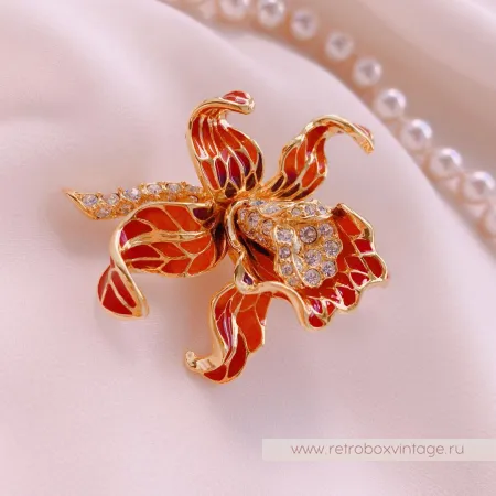 NOLAN MILLER Брошь «Красная орхидея»