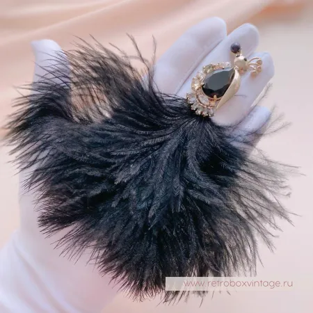 CAROLEE Брошь «Птица феникс» перо страуса